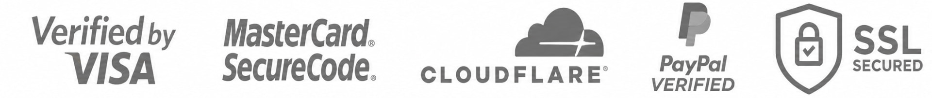Verified by Visa, MasterCard SecureCode, Cloudflare, PayPal Verified, SSL Secured